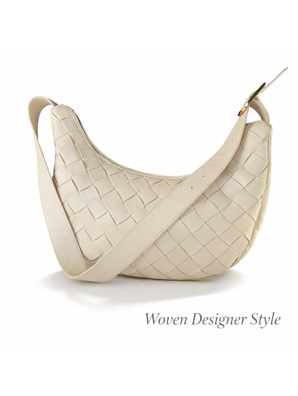 Rachel Zoe Woven Hobo Bag Cream Ivory Faux Leather Shoulder Bag Bottega Style